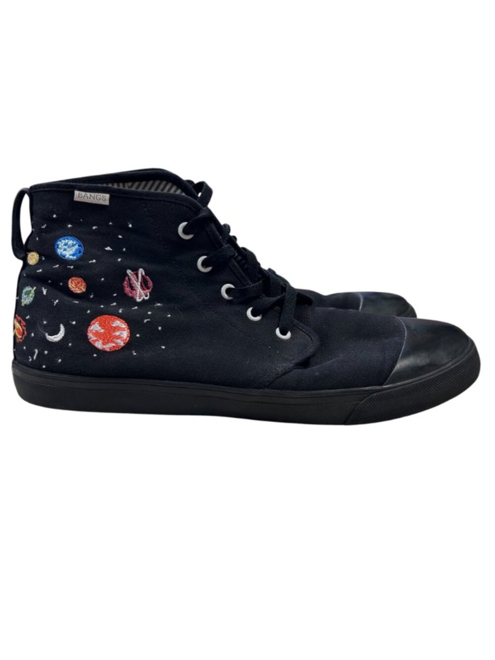 BANGS Universe Planet High Top Sneaker US Men 11 Canvas Black Embroidered - Picture 5 of 8